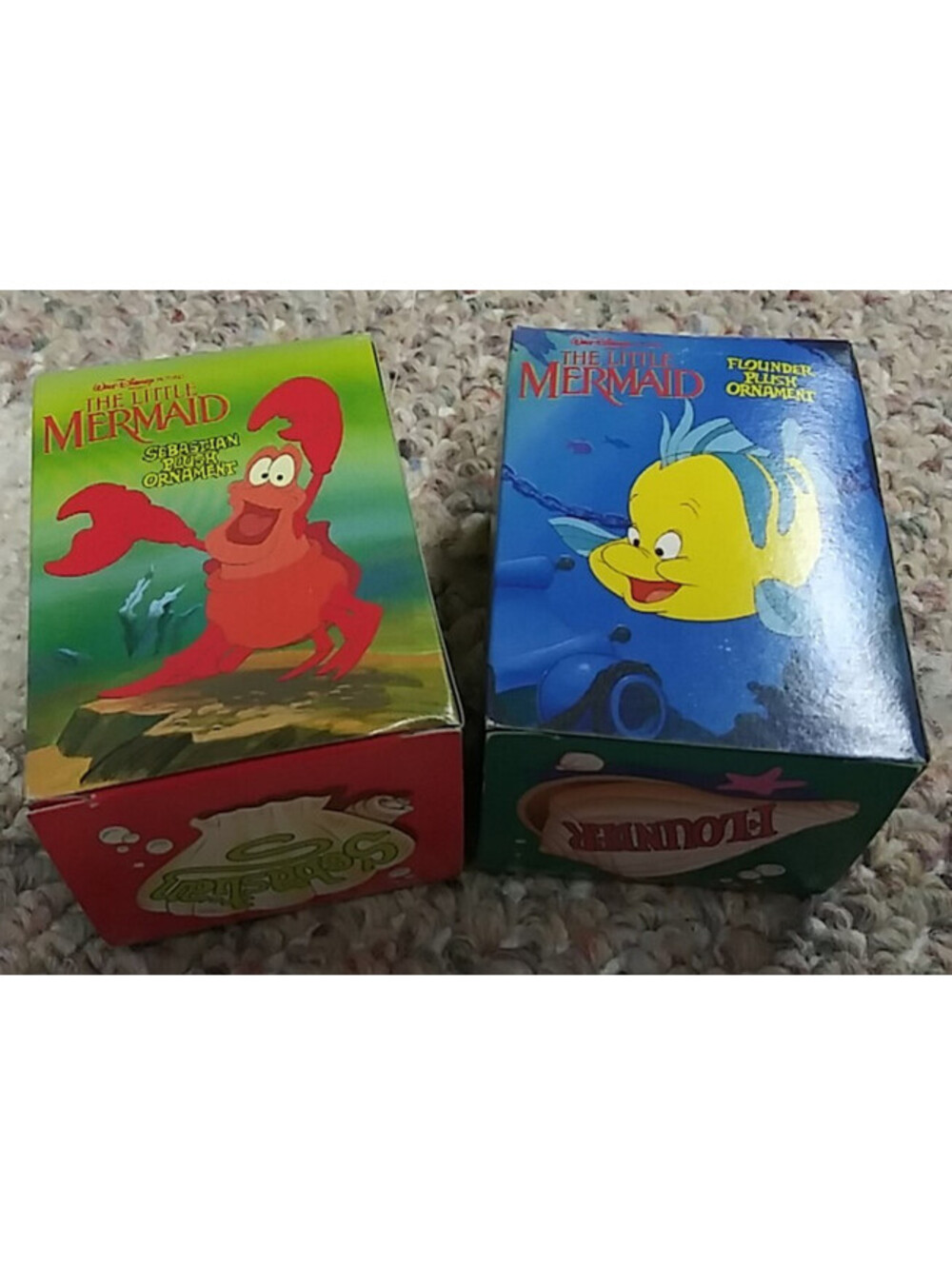 Disney The Little Mermaid Flounder and Sebastian Plush Christmas Ornaments McD